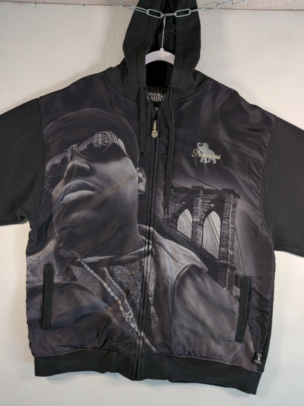 Vintage Brooklyn Mint Notorious BIG Long Sleeve Zip Hoodie 2XL All Over Print